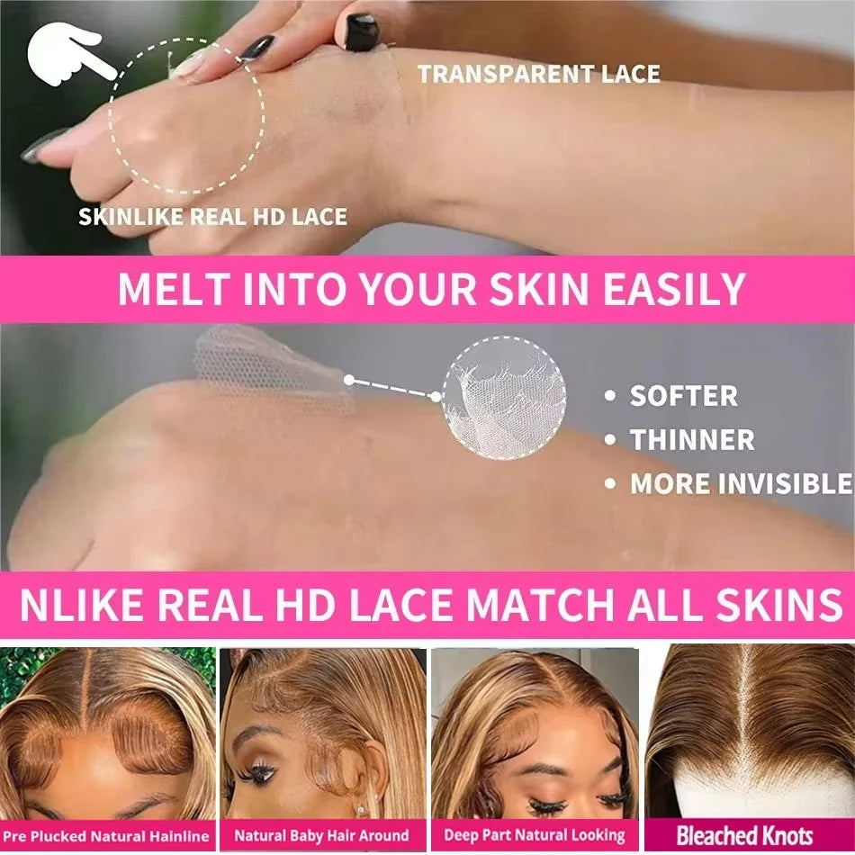 32 Inch Honey Blonde Highlight Lace Wig — human hair wig lace front for women