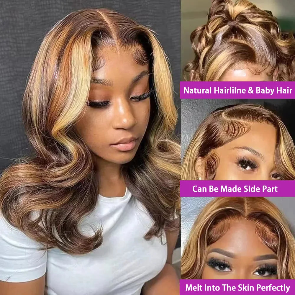 Honey Blonde Body Wave Bob Wig — human hair wig lace front for women