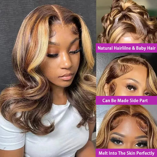Honey Blonde Body Wave Bob Wig — human hair wig lace front for women