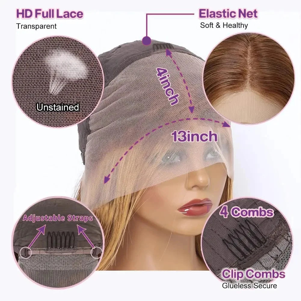 Honey Blonde Deep Wave Bob Wig — human hair wig lace front for women