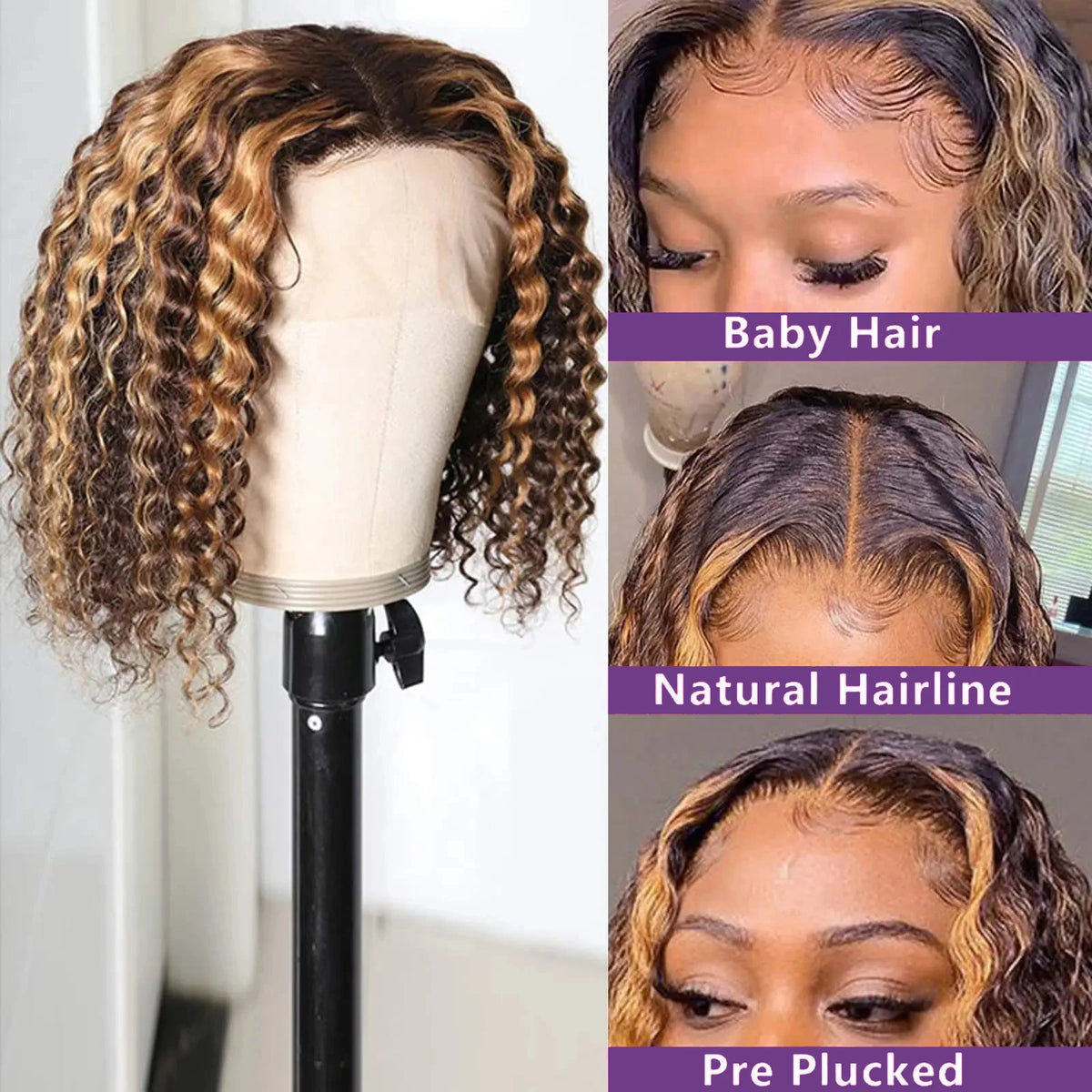 Honey Blonde Deep Wave Bob Wig — human hair wig lace front for women