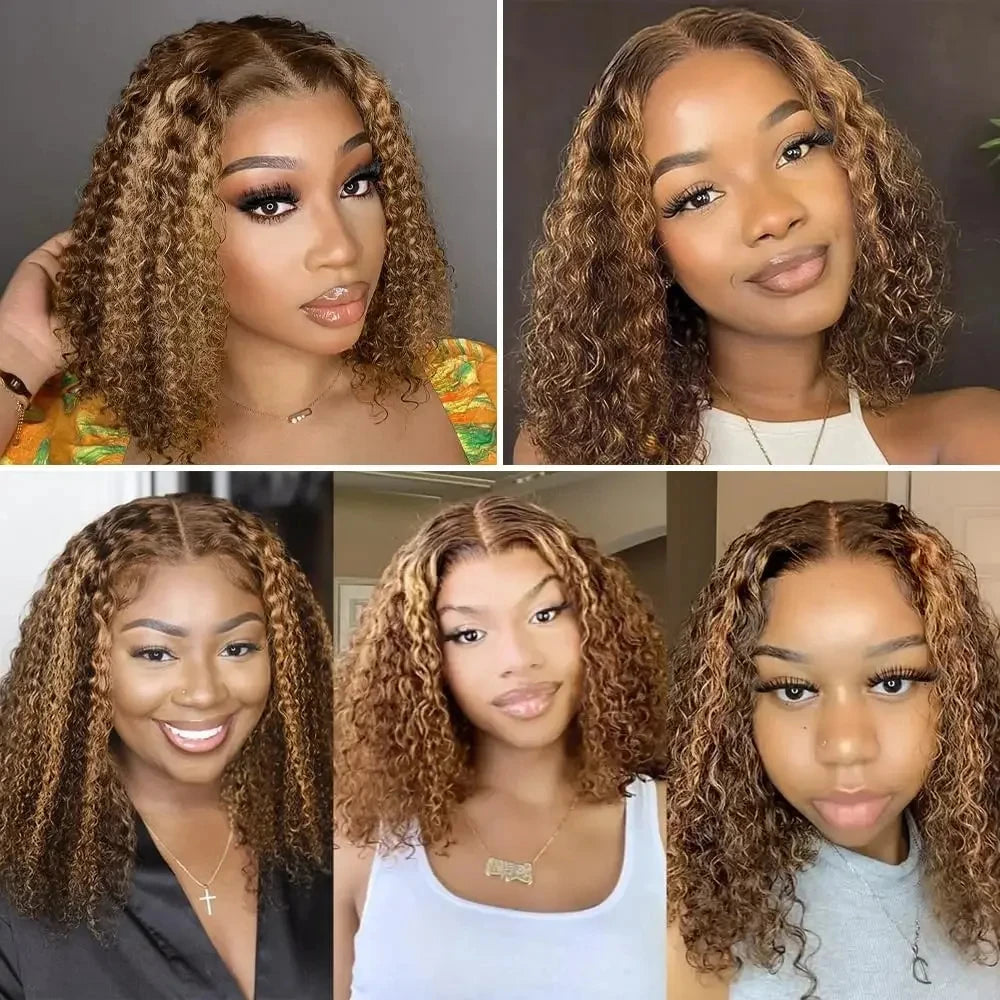 Honey Blonde Deep Wave Bob Wig — human hair wig lace front for women