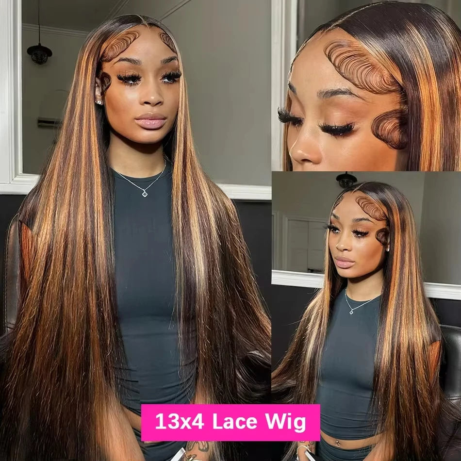 32 Inch Honey Blonde Highlight Lace Wig — human hair wig lace front for women