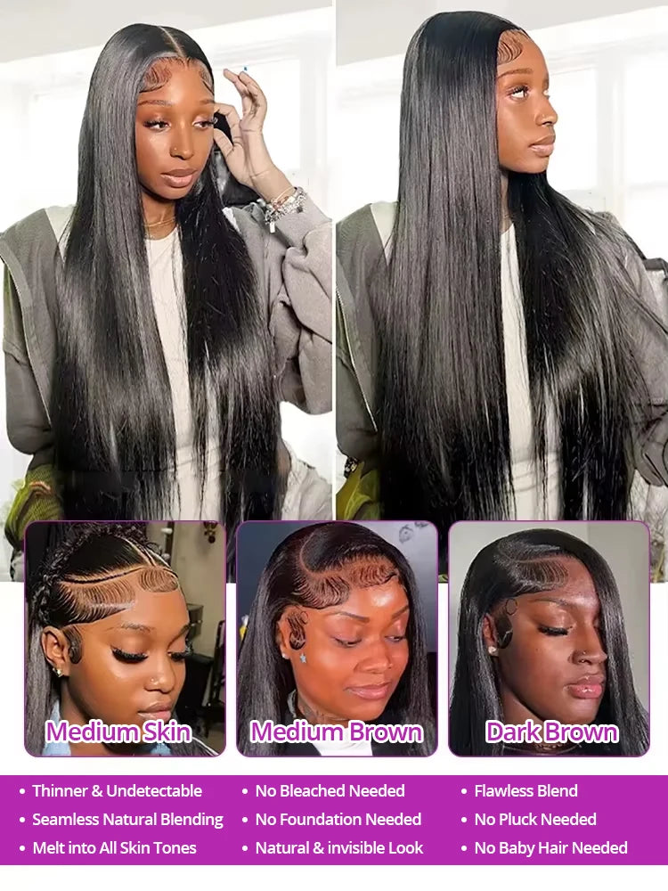 40-46 Inch 300% Bone Straight Wig — human hair wig lace front for women