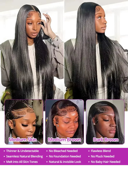40-46 Inch 300% Bone Straight Wig — human hair wig lace front for women