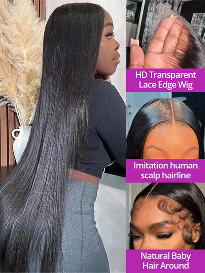 40-46 Inch 300% Bone Straight Wig — human hair wig lace front for women