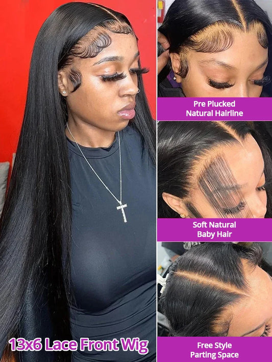 40-46 Inch 300% Bone Straight Wig — human hair wig lace front for women