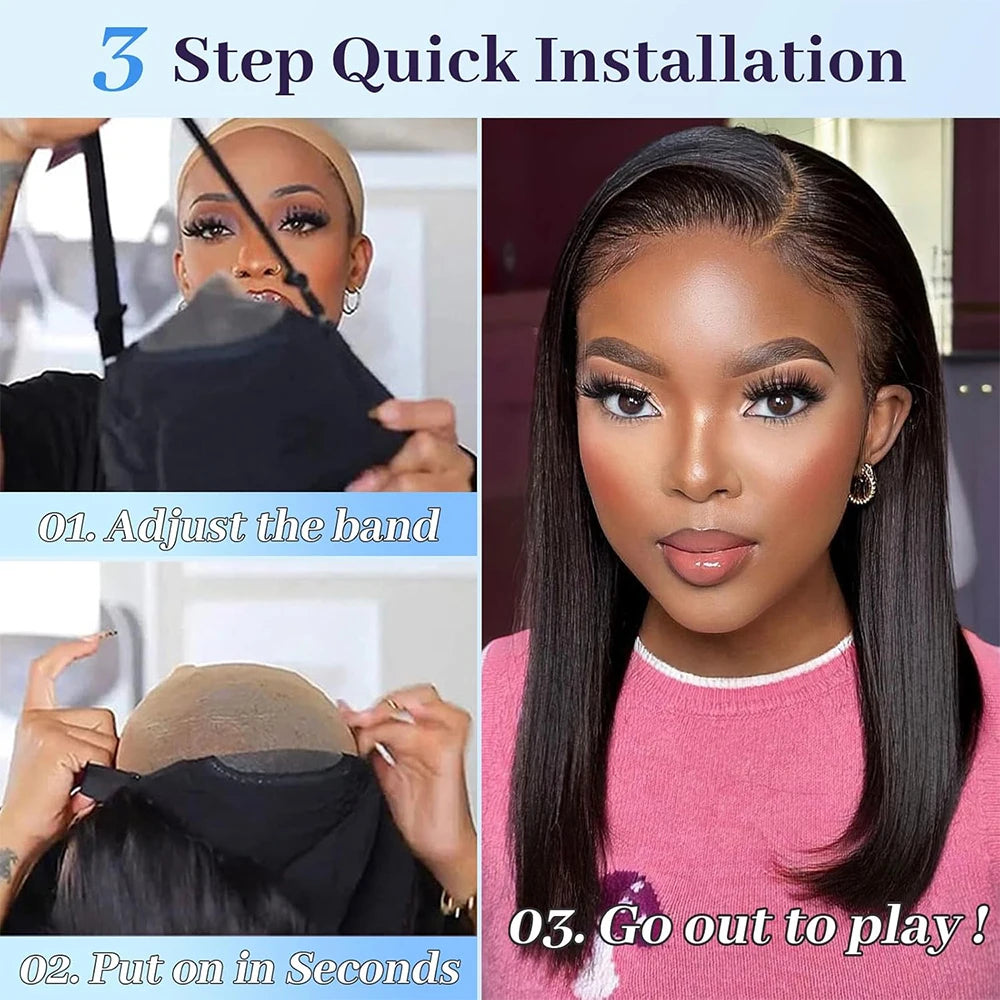 Glueless Straight Human Hair Bob Wig — human hair wig lace front for women