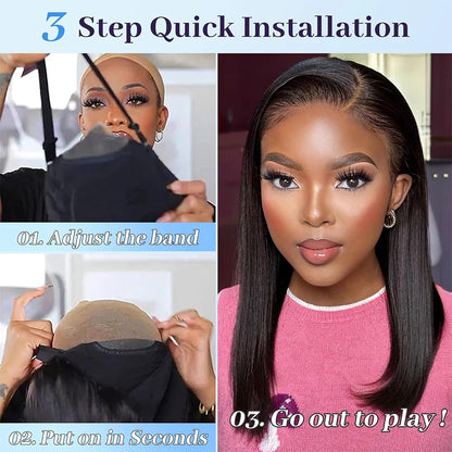 Glueless Straight Human Hair Bob Wig — human hair wig lace front for women