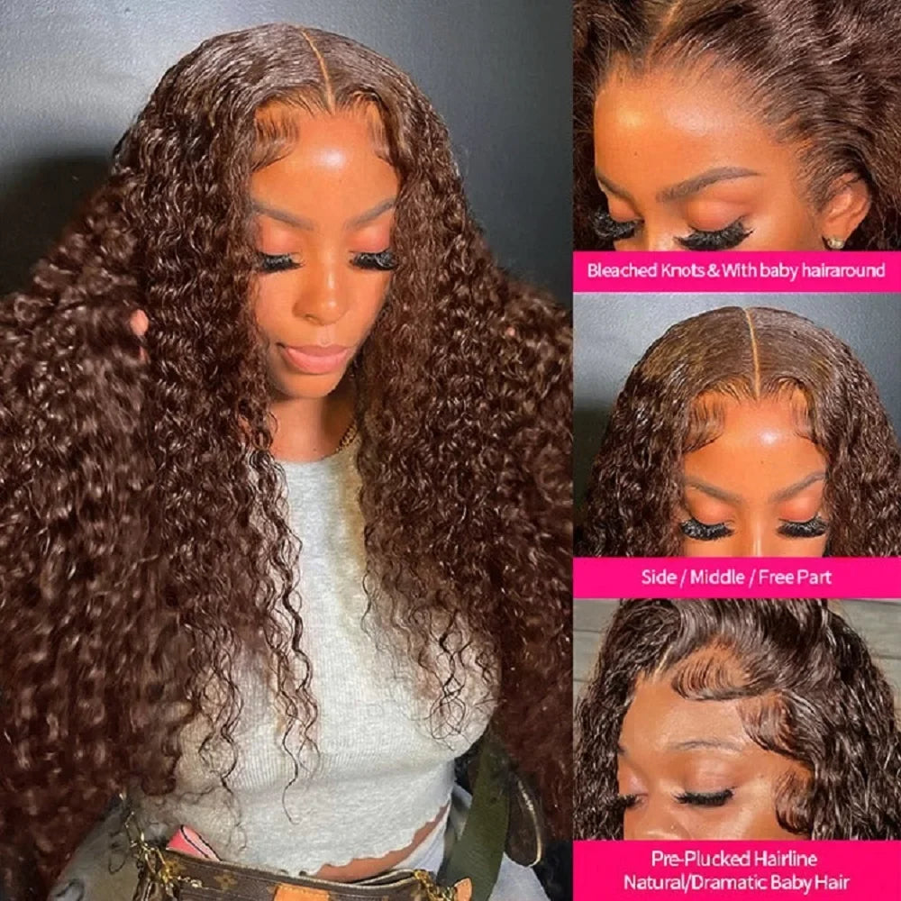 30 Inch Chocolate Brown Deep Wave Wig — human hair wig lace front for women