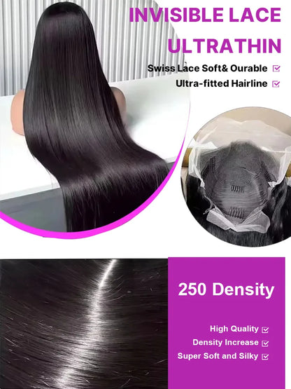 40-46 Inch 300% Bone Straight Wig — human hair wig lace front for women