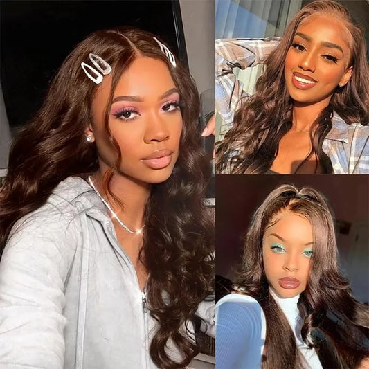 46 Inch Chocolate Brown Body Wave Wig — human hair wig lace front for women