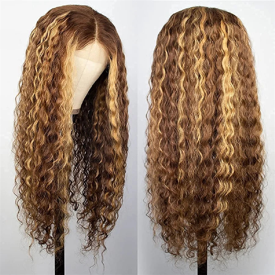 Honey Blonde Deep Curly Lace Wig — human hair wig lace front for women