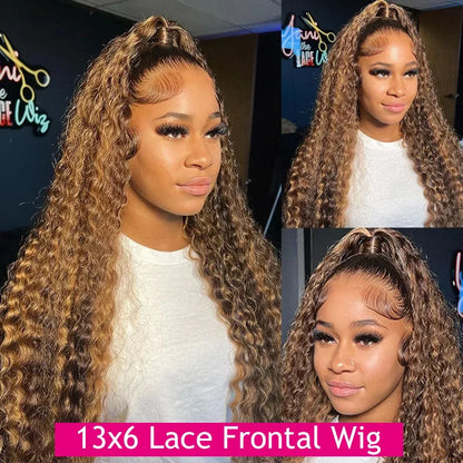 Honey Blonde Deep Curly Lace Wig — human hair wig lace front for women