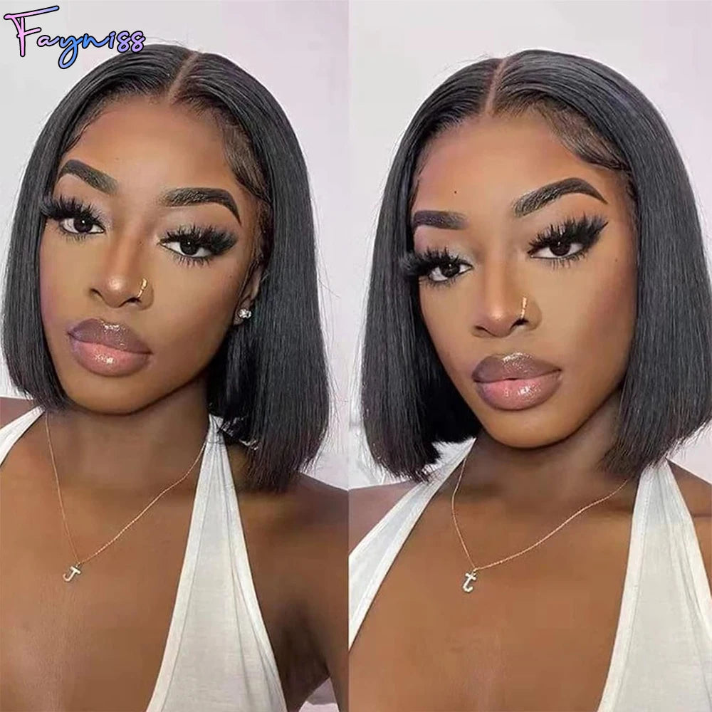 Glueless Straight Human Hair Bob Wig — human hair wig lace front for women