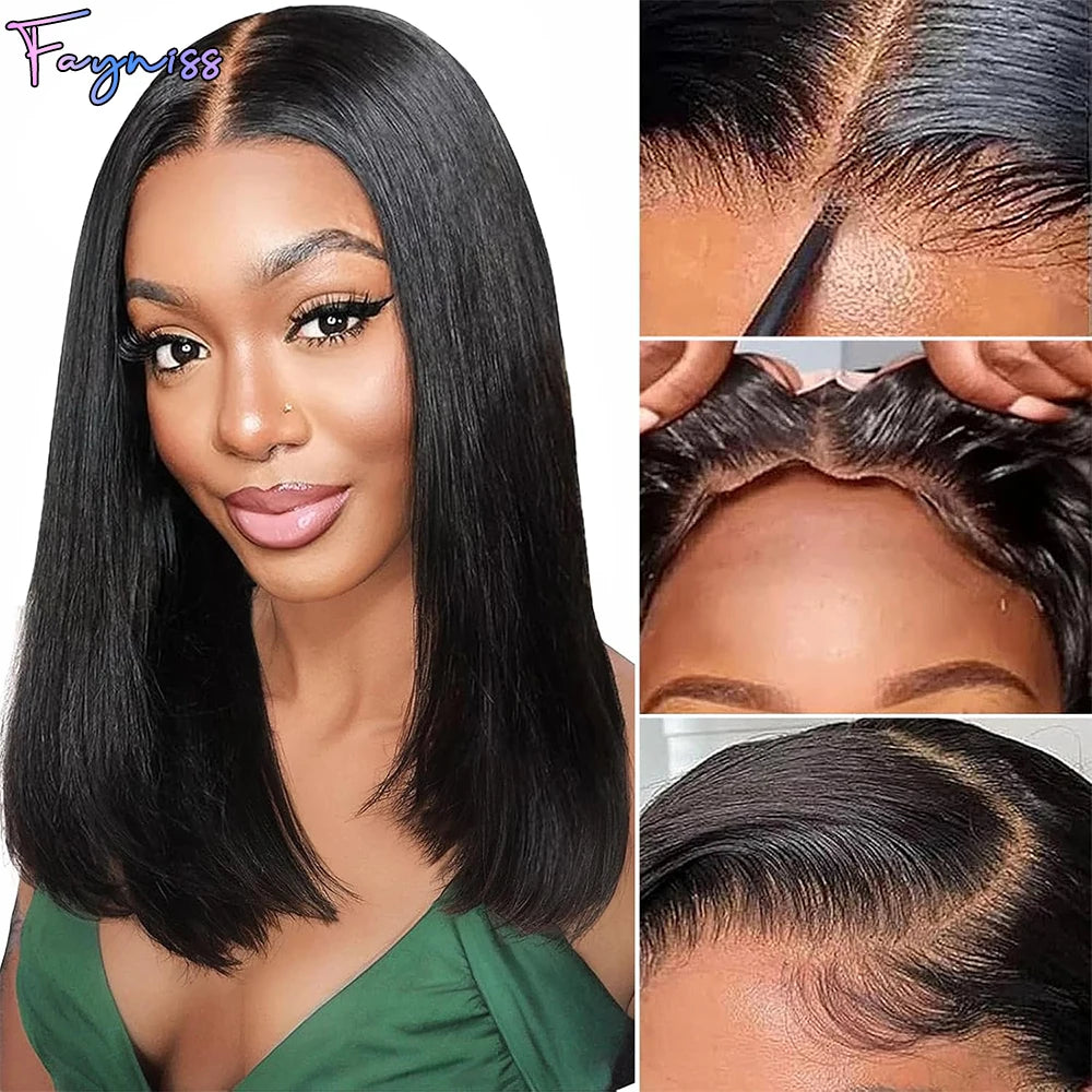 Glueless Straight Human Hair Bob Wig — human hair wig lace front for women