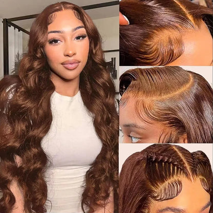 46 Inch Chocolate Brown Body Wave Wig — human hair wig lace front for women