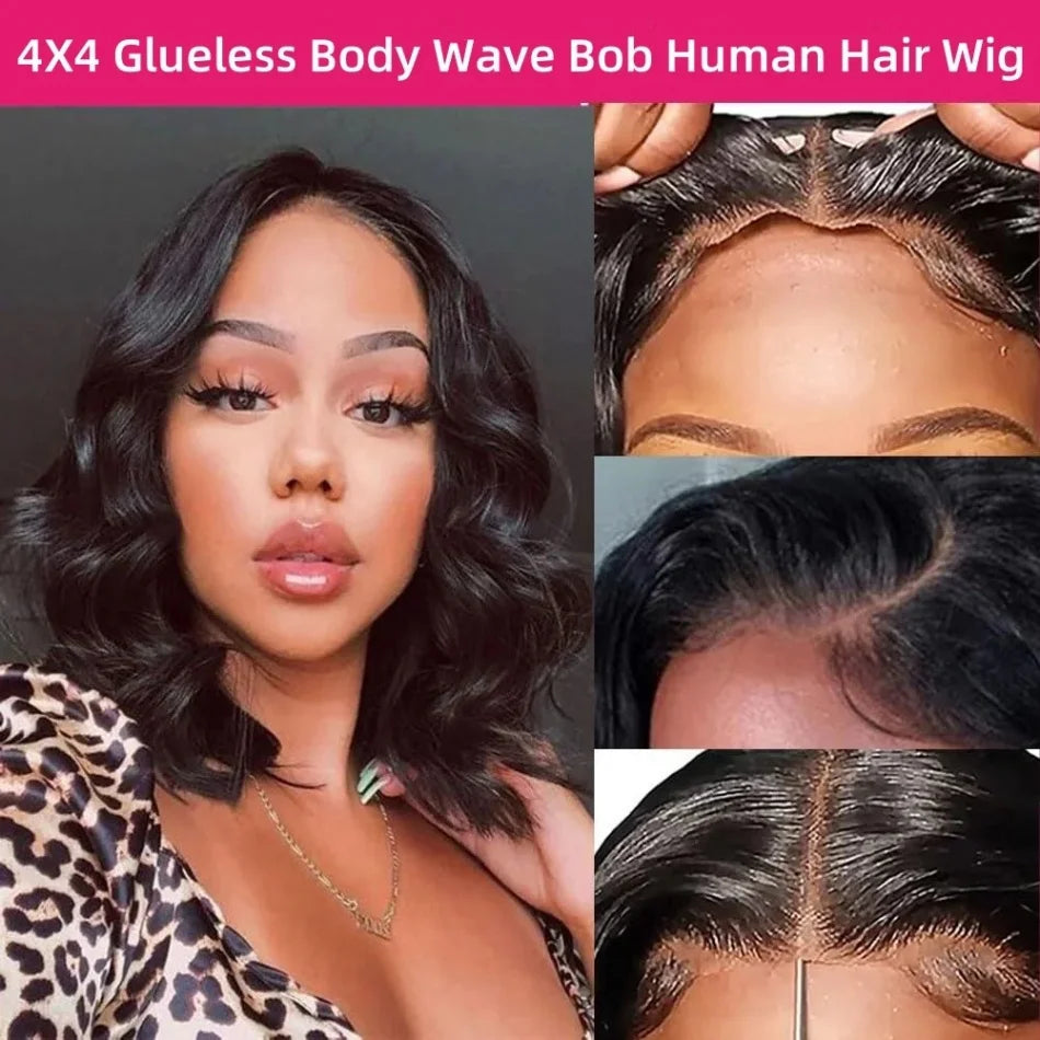 Glueless Straight Human Hair Bob Wig — human hair wig lace front for women