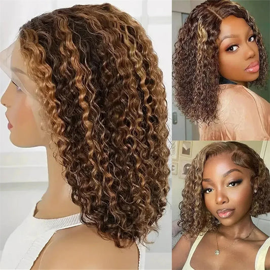 Honey Blonde Deep Wave Bob Wig — human hair wig lace front for women