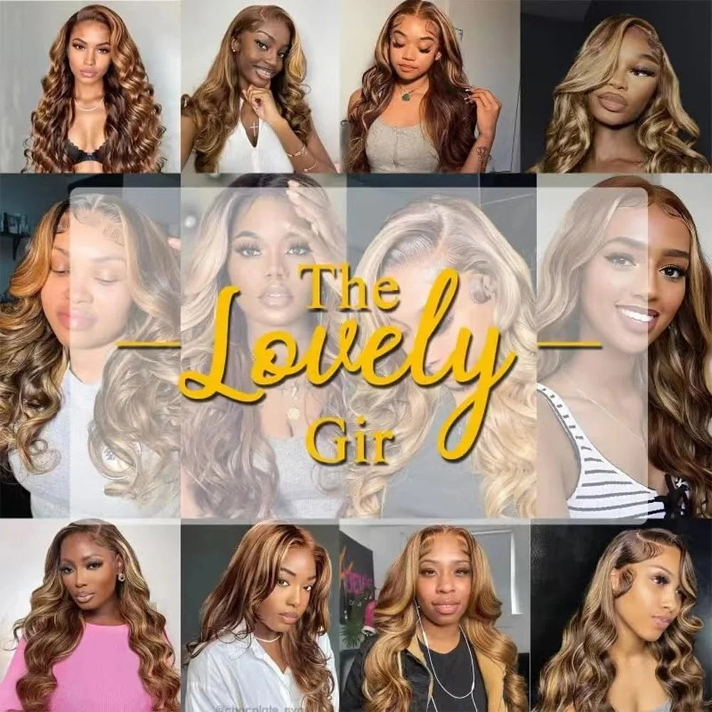 34 Inch Honey Blonde Ombre Body Wave Wig — human hair wig lace front for women