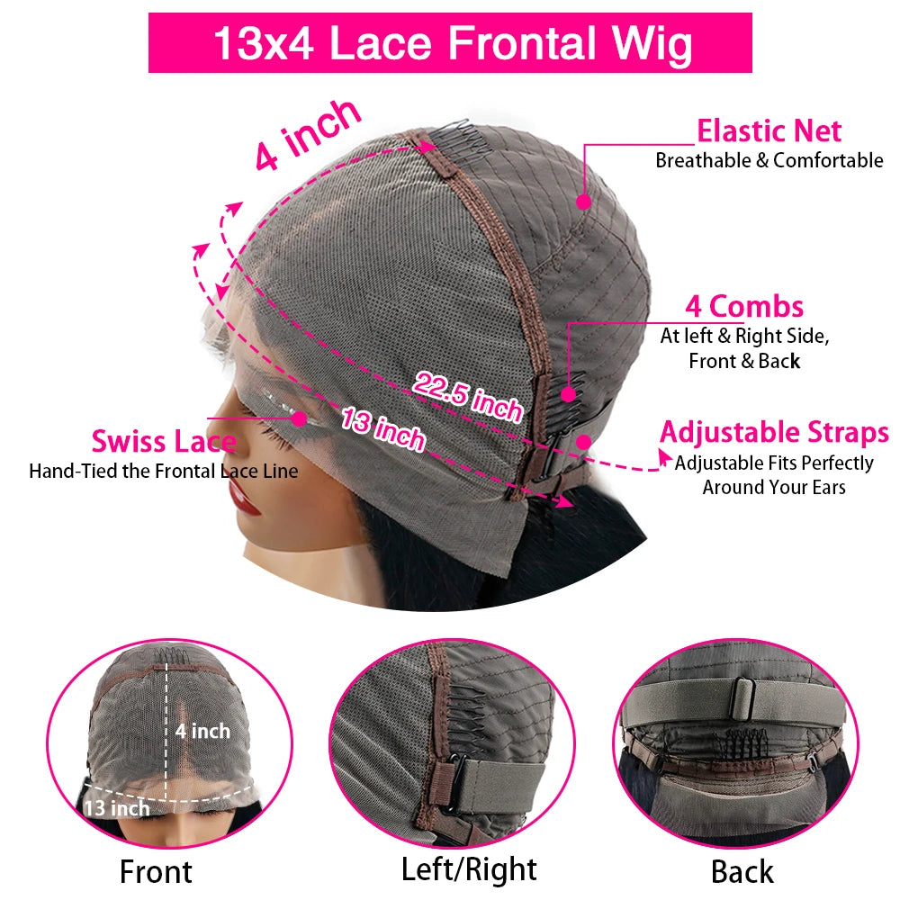 46 Inch Chocolate Brown Body Wave Wig — human hair wig lace front for women