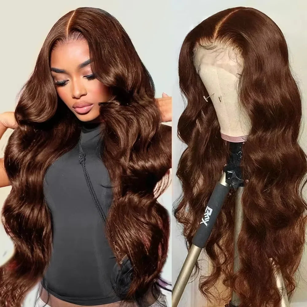 46 Inch Chocolate Brown Body Wave Wig — human hair wig lace front for women