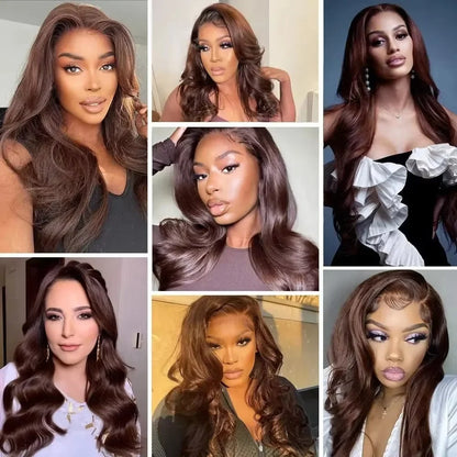 46 Inch Chocolate Brown Body Wave Wig — human hair wig lace front for women