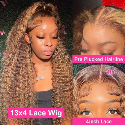Honey Blonde Deep Curly Lace Wig — human hair wig lace front for women