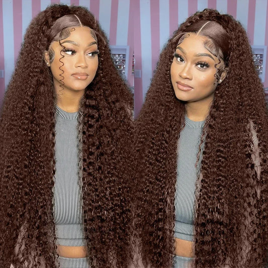 30 Inch Chocolate Brown Deep Wave Wig — human hair wig lace front for women
