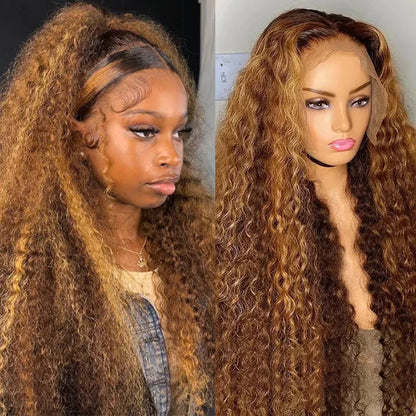 Honey Blonde Deep Curly Lace Wig — human hair wig lace front for women