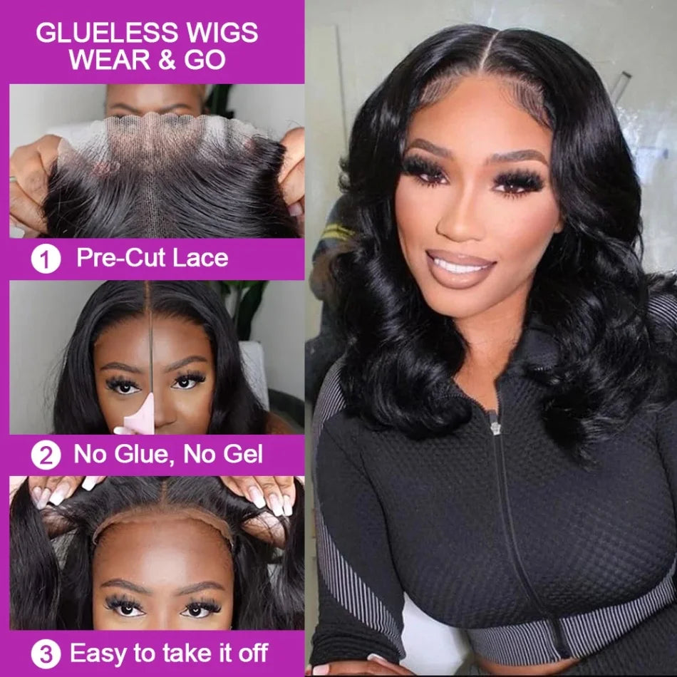 Glueless Straight Human Hair Bob Wig — human hair wig lace front for women