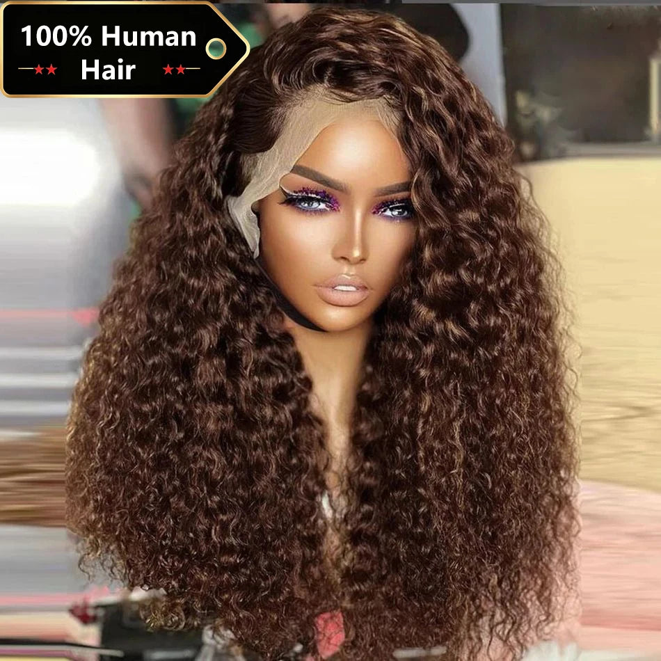30 Inch Chocolate Brown Deep Wave Wig — human hair wig lace front for women