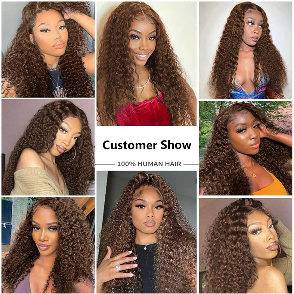 30 Inch Chocolate Brown Deep Wave Wig — human hair wig lace front for women